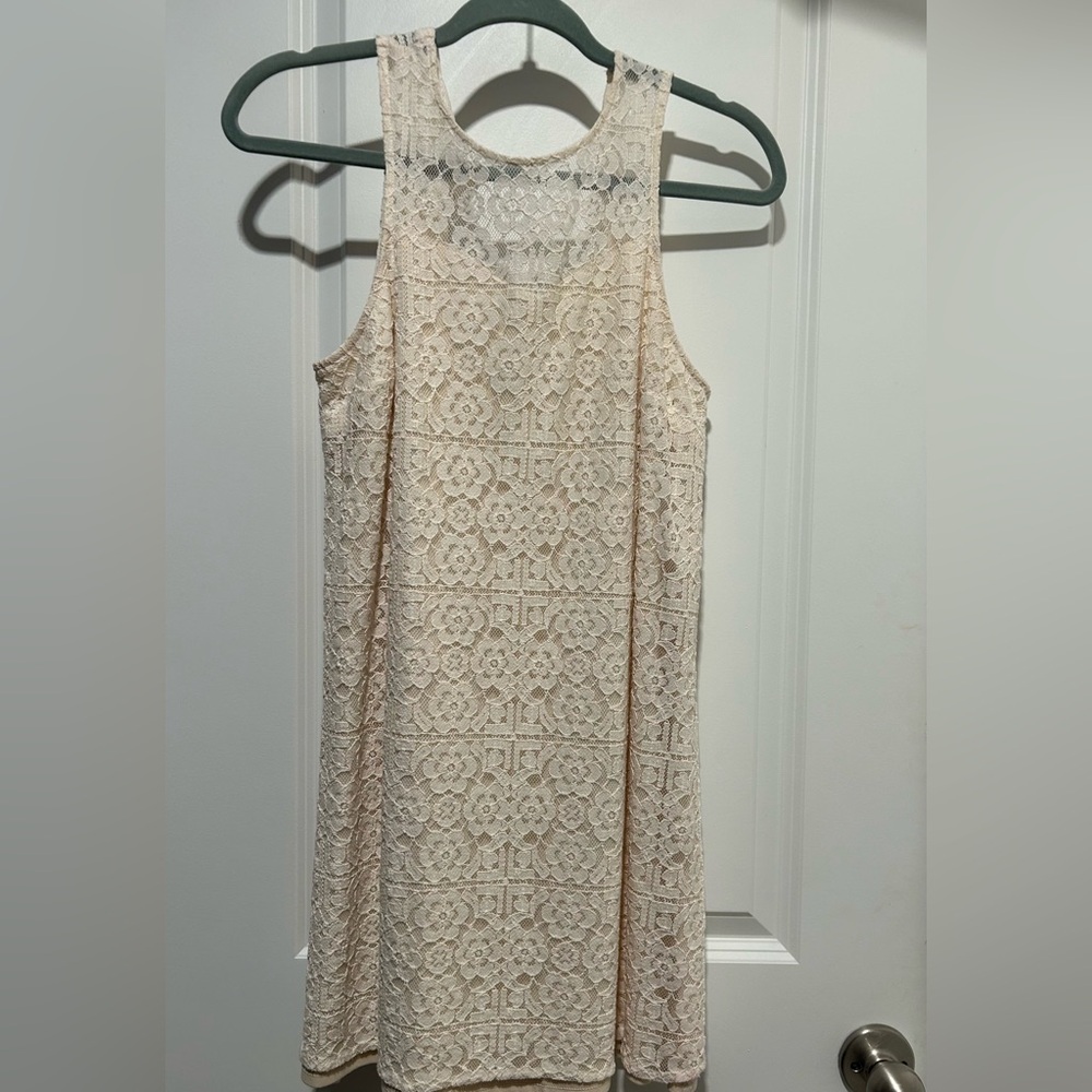 Bleuh Ciel Cream Lace Mini Dress
